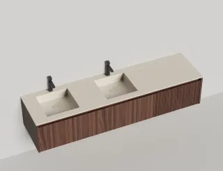 Подвесная тумба Salini Domino 27D220DINF 200см шпон с фрезеровкой для двух встраиваемых раковин